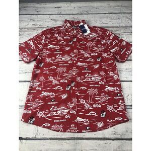 New Reyn Spooner UGA‎ Georgia Bulldog Performance Polo Kekai Aloha Print Medium